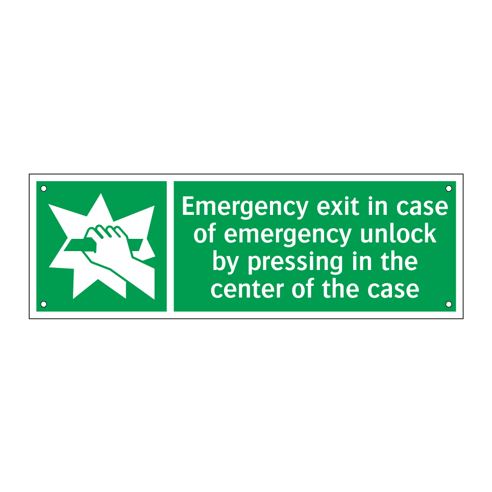 Emergency exit in case of emergency unlock by pressing in the center of the case