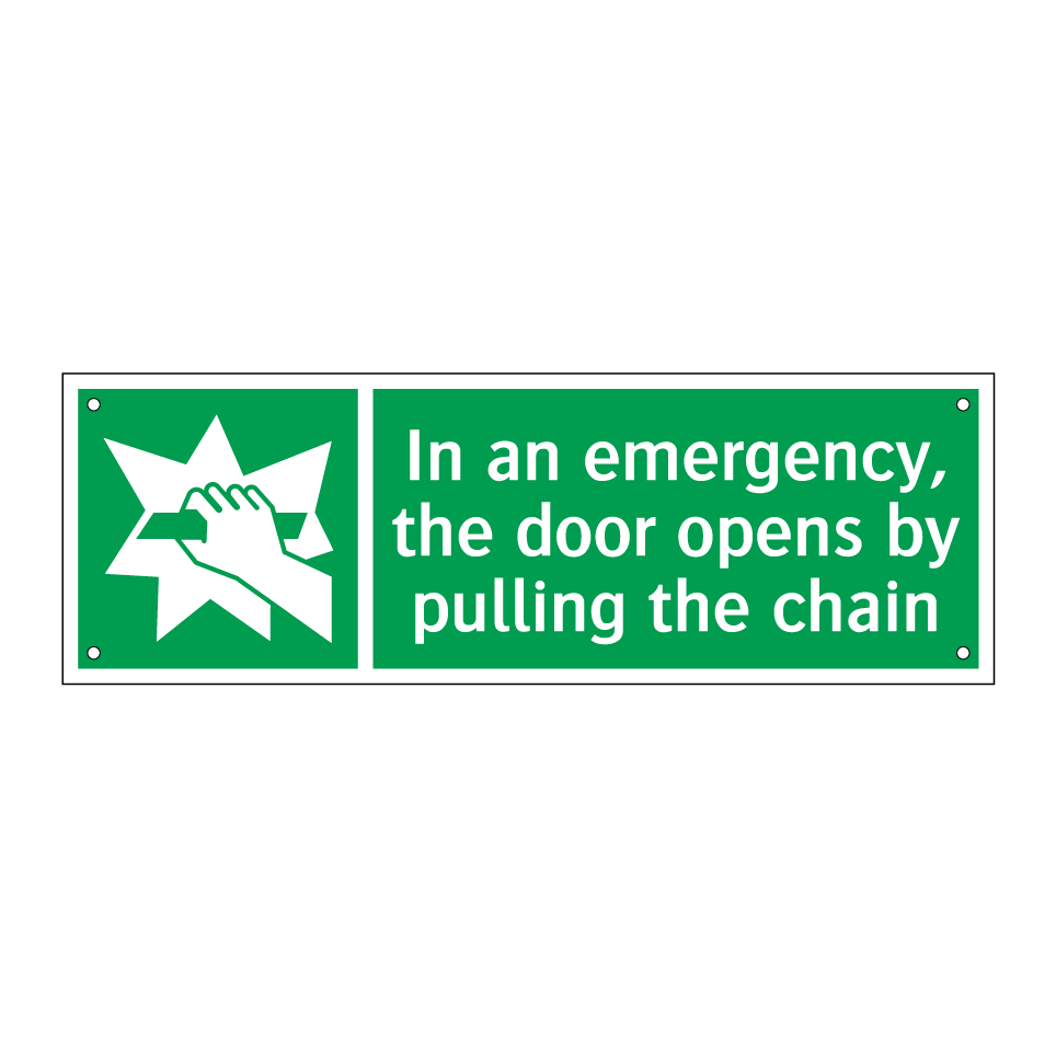 In an emergency, the door opens by pulling the chain