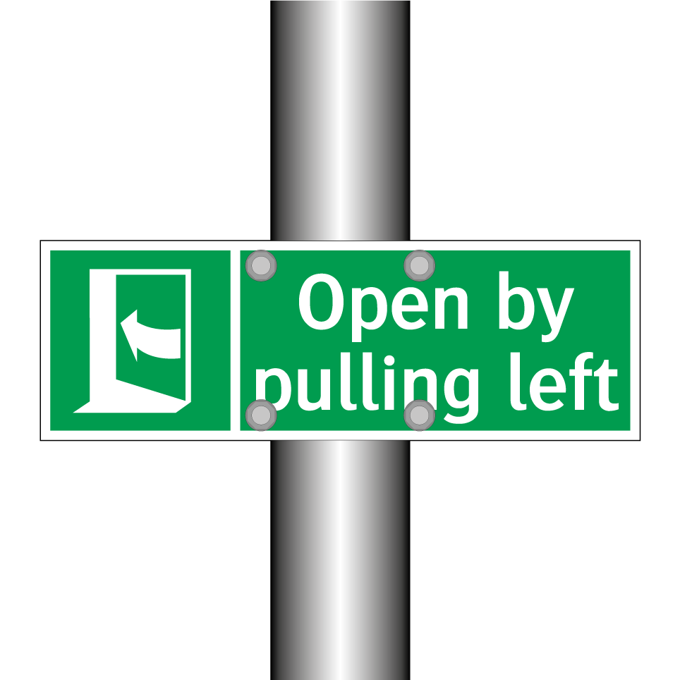 Open by pulling left