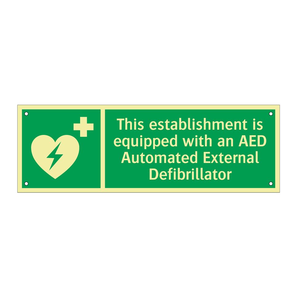 This establishment is equipped with an AED Automated External Defibrillator