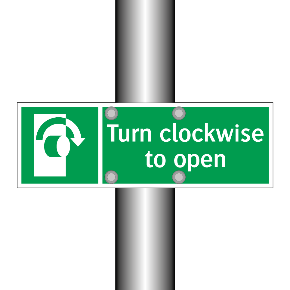 Turn clockwise to open