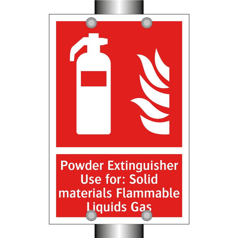 Powder Extinguisher Use for: Solid materials Flammable Liquids Gas