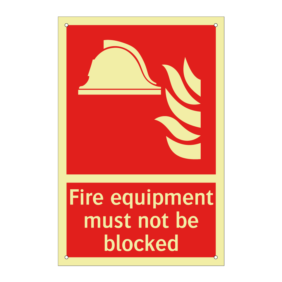 Fire equipment must not be blocked