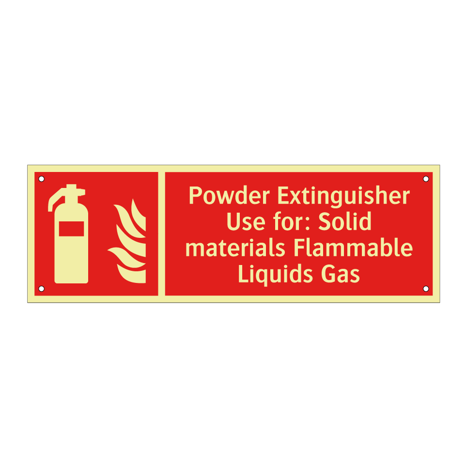 Powder Extinguisher Use for: Solid materials Flammable Liquids Gas