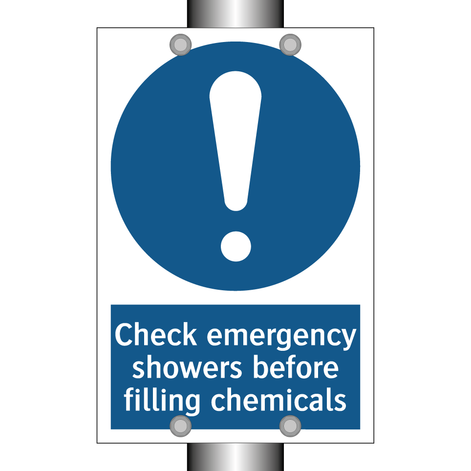 Check emergency showers before filling chemicals
