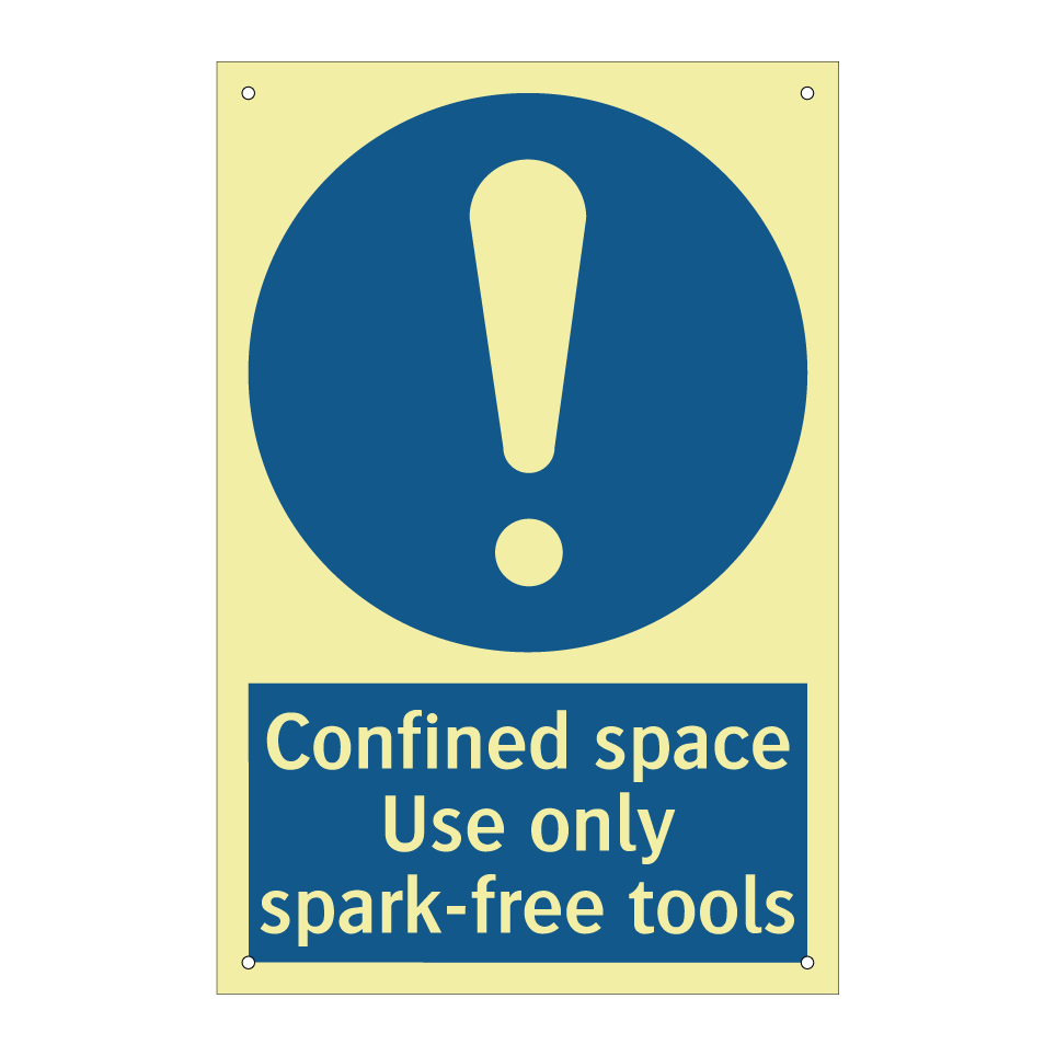 Confined space Use only spark-free tools