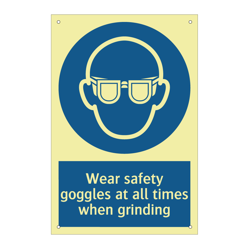Wear safety goggles at all times when grinding