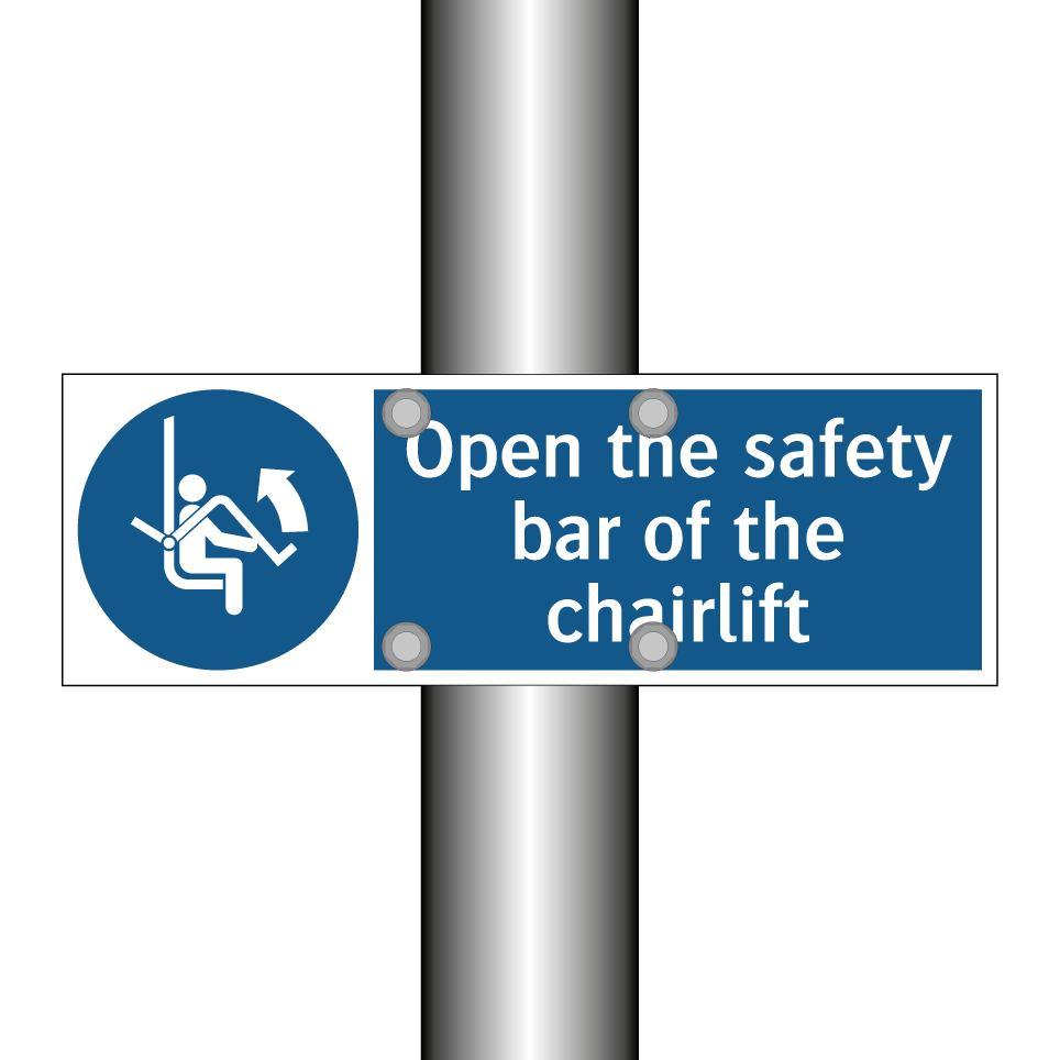 Open the safety bar of the chairlift