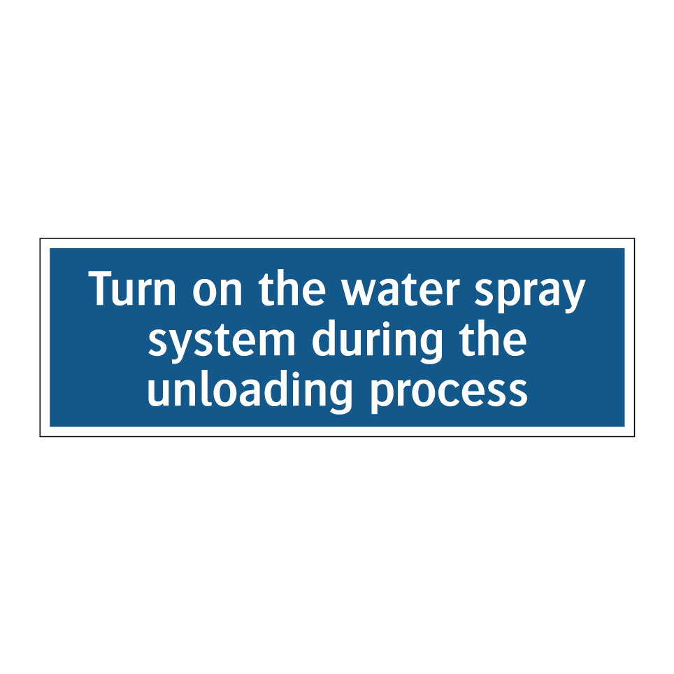 Turn on the water spray system during the unloading process
