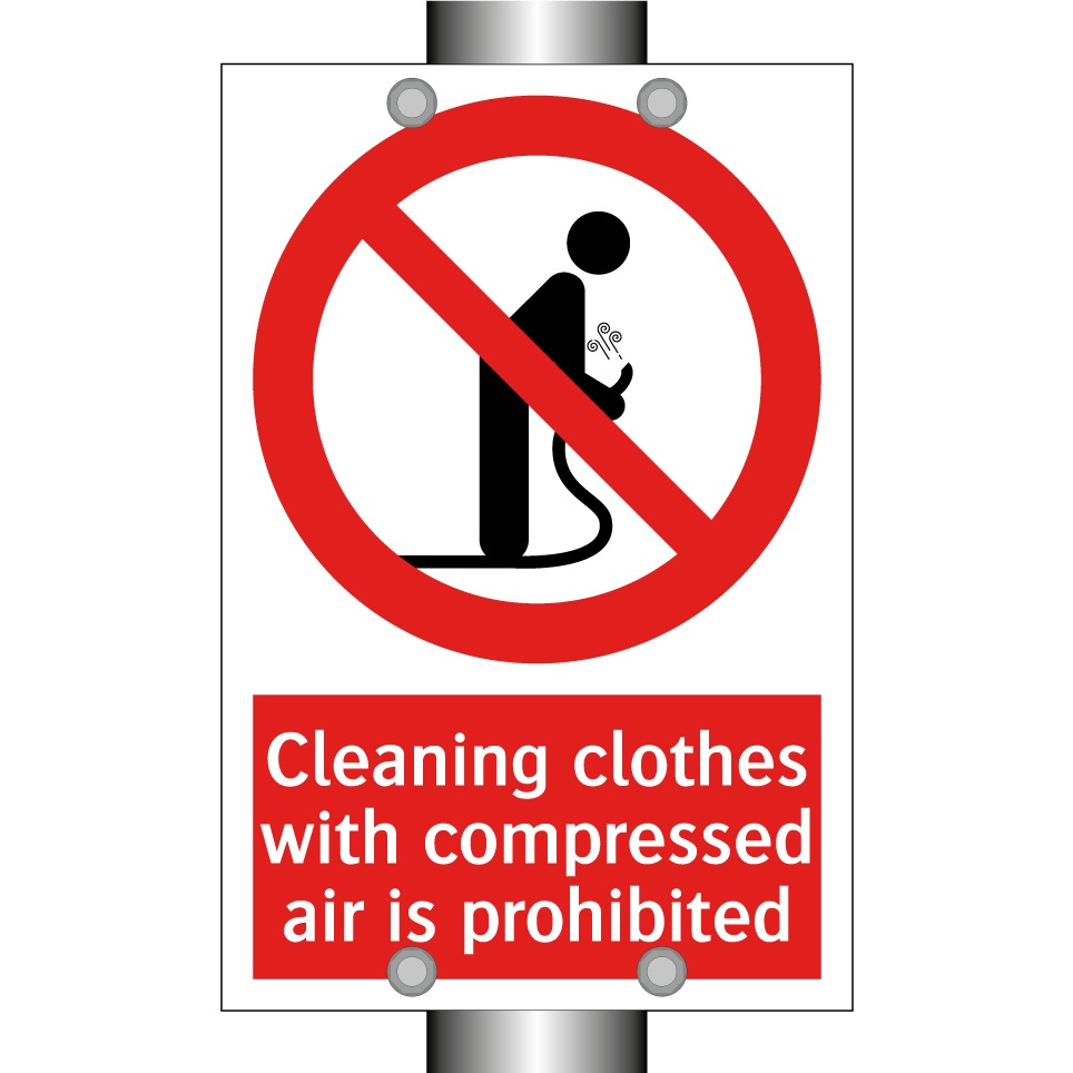 Cleaning clothes with compressed air is prohibited