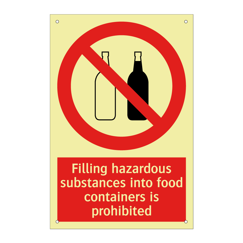 Filling hazardous substances into food containers is prohibited