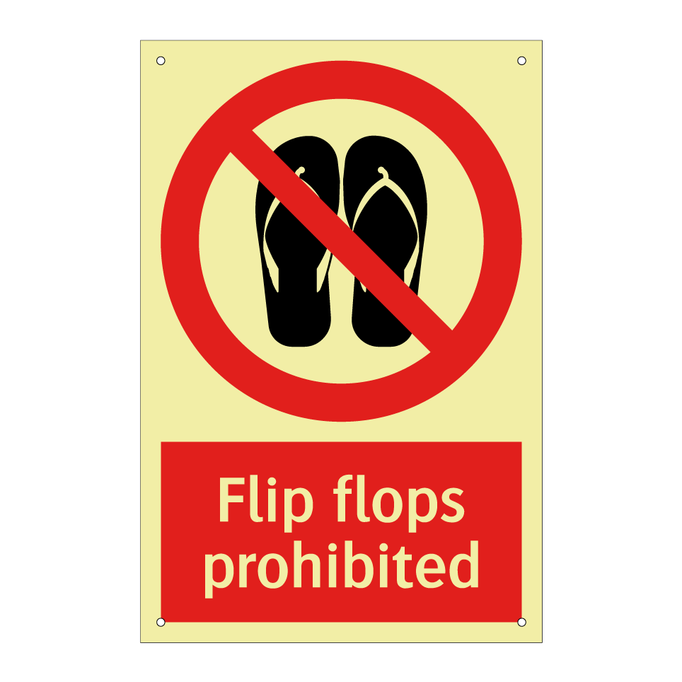 Flip flops prohibited