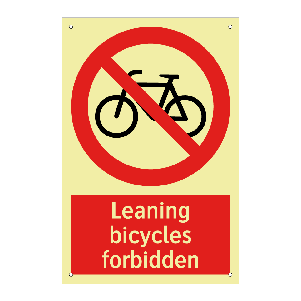 Leaning bicycles forbidden
