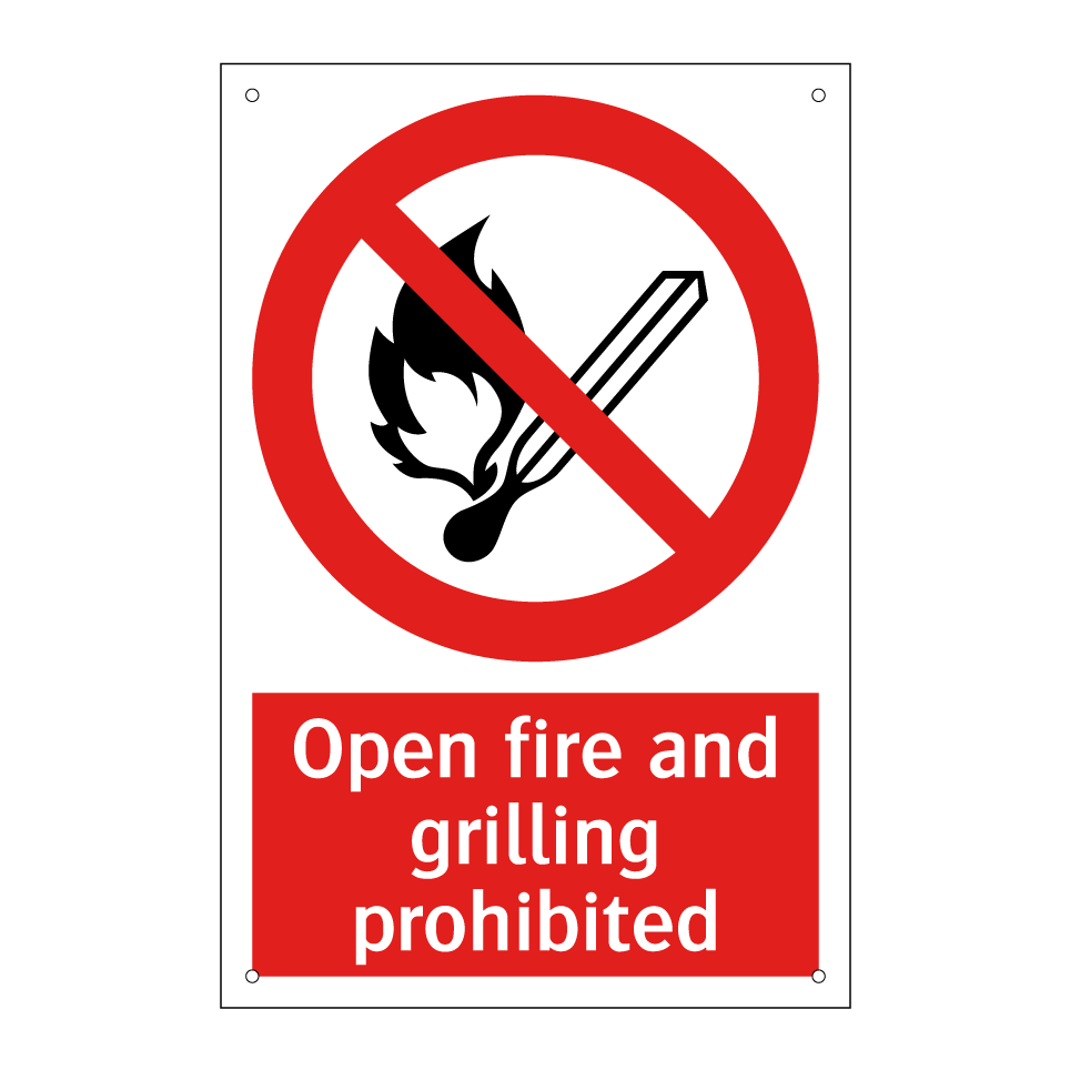 Open fire and grilling prohibited