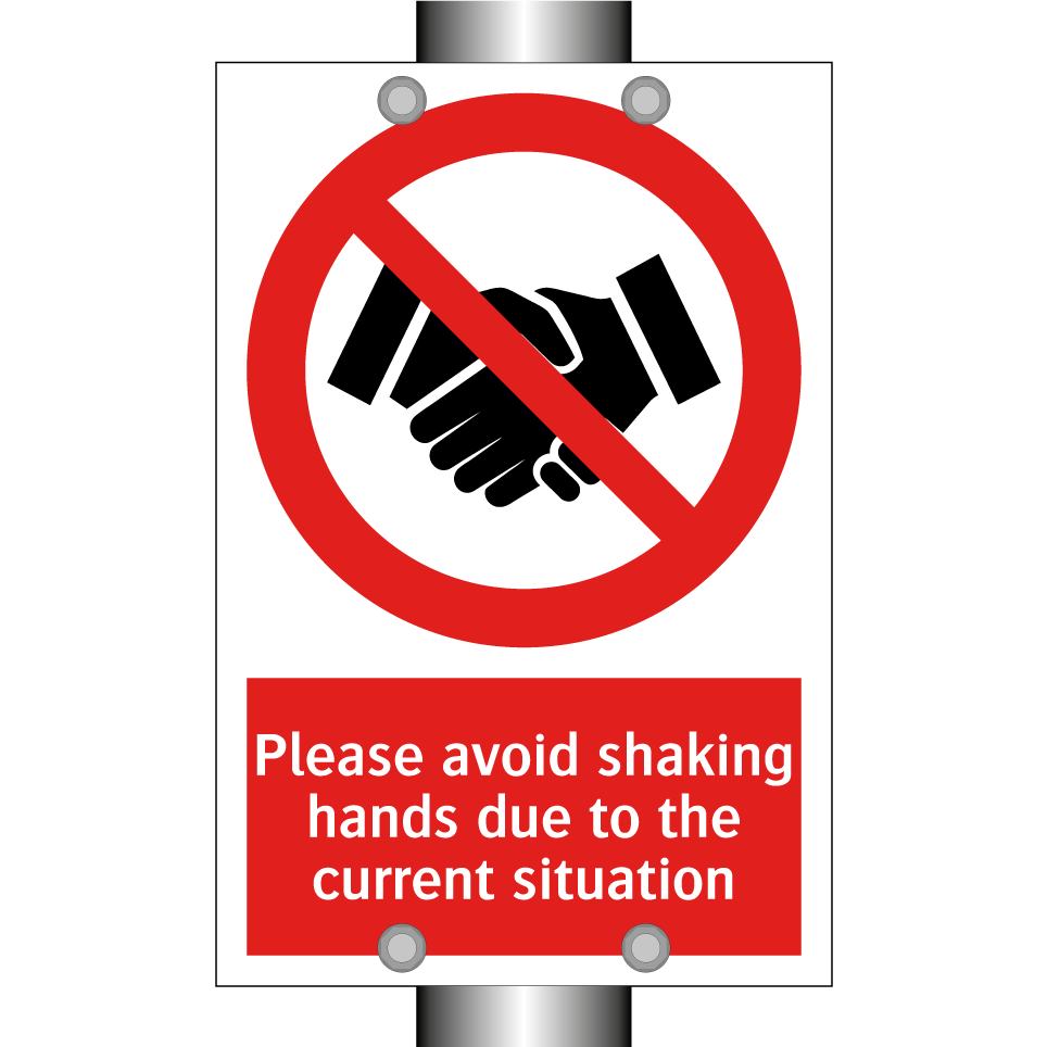 Please avoid shaking hands due to the current situation