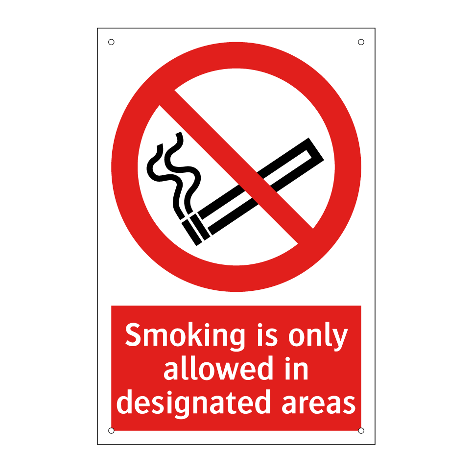 Smoking is only allowed in designated areas