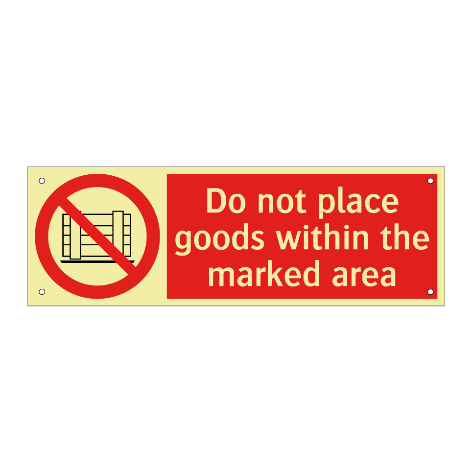Do not place goods within the marked area