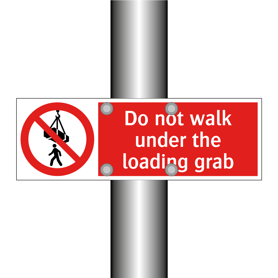 Do not walk under the loading grab