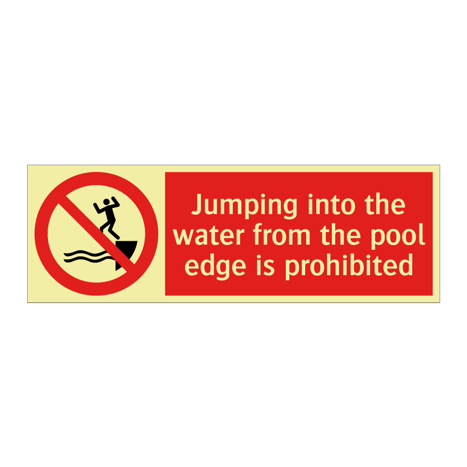 Jumping into the water from the pool edge is prohibited
