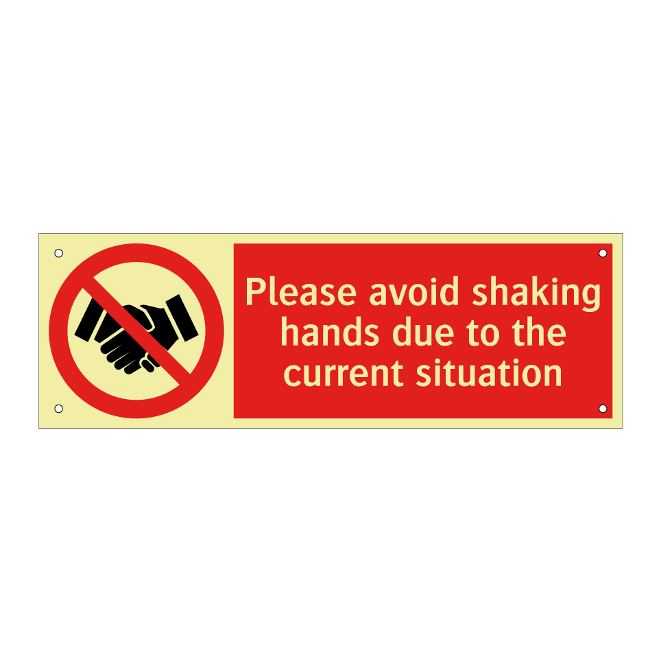 Please avoid shaking hands due to the current situation