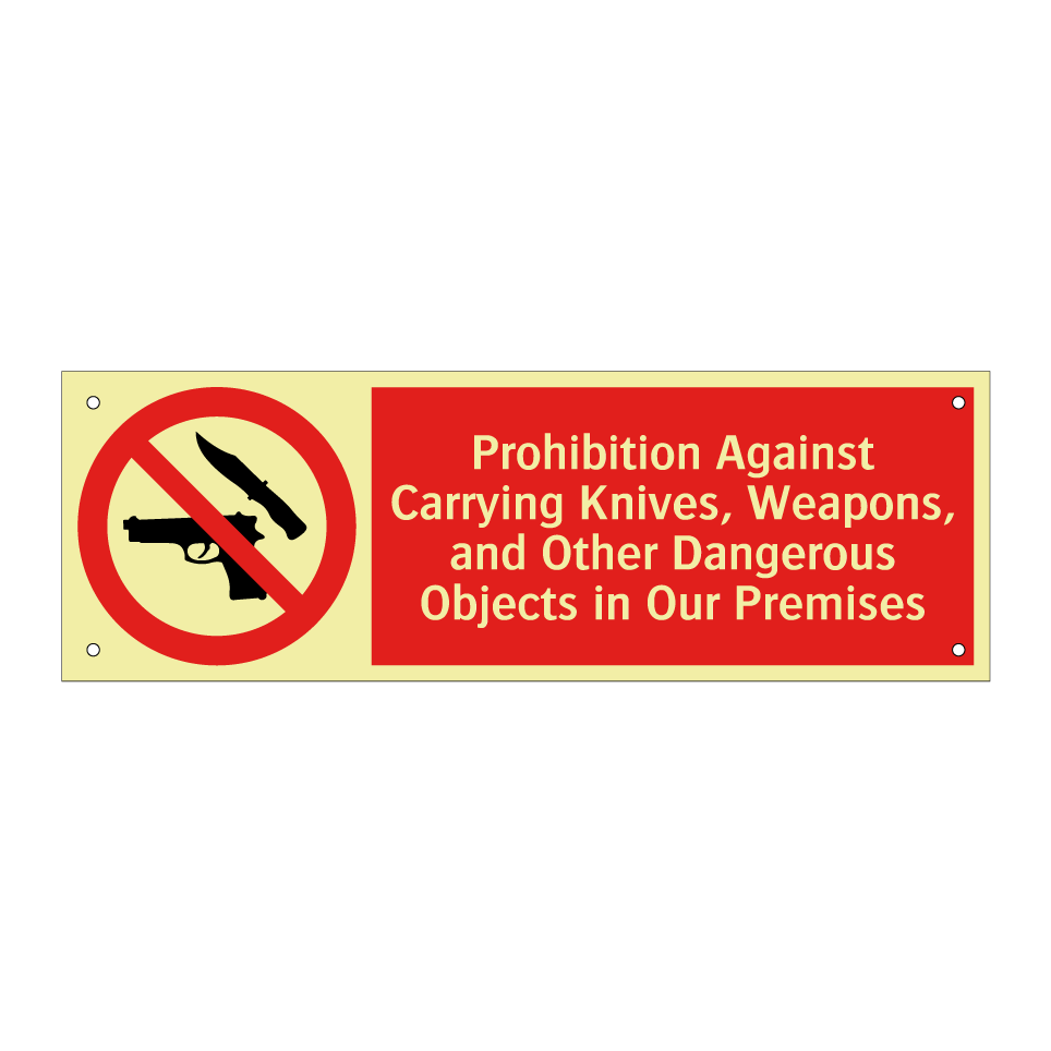 Prohibition Against Carrying Knives, Weapons, and Other Dangerous Objects in Our Premises