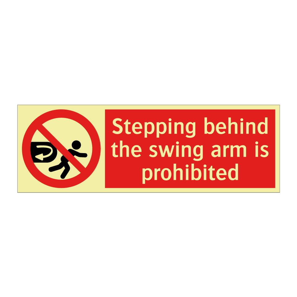 Stepping behind the swing arm is prohibited