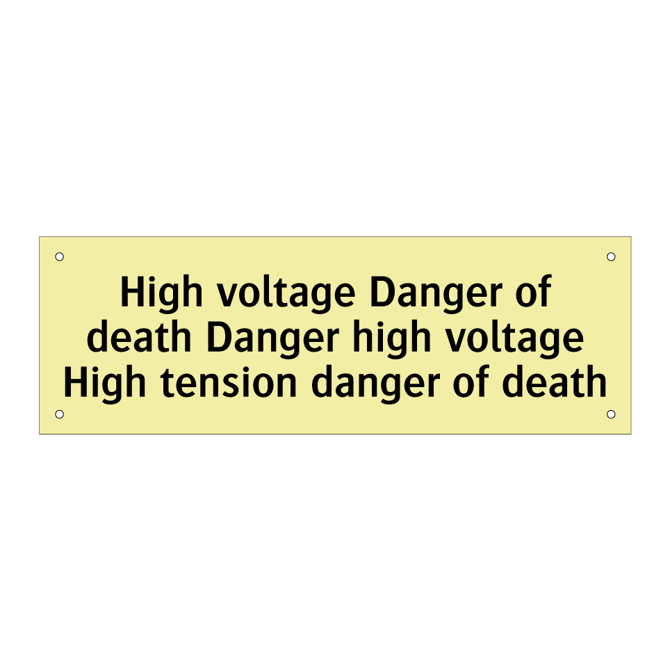 High voltage Danger of death Danger high voltage High tension danger of death