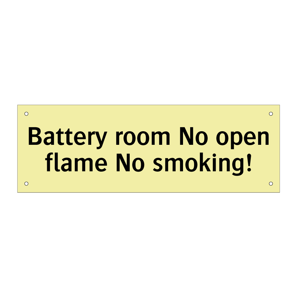 Battery room No open flame No smoking!