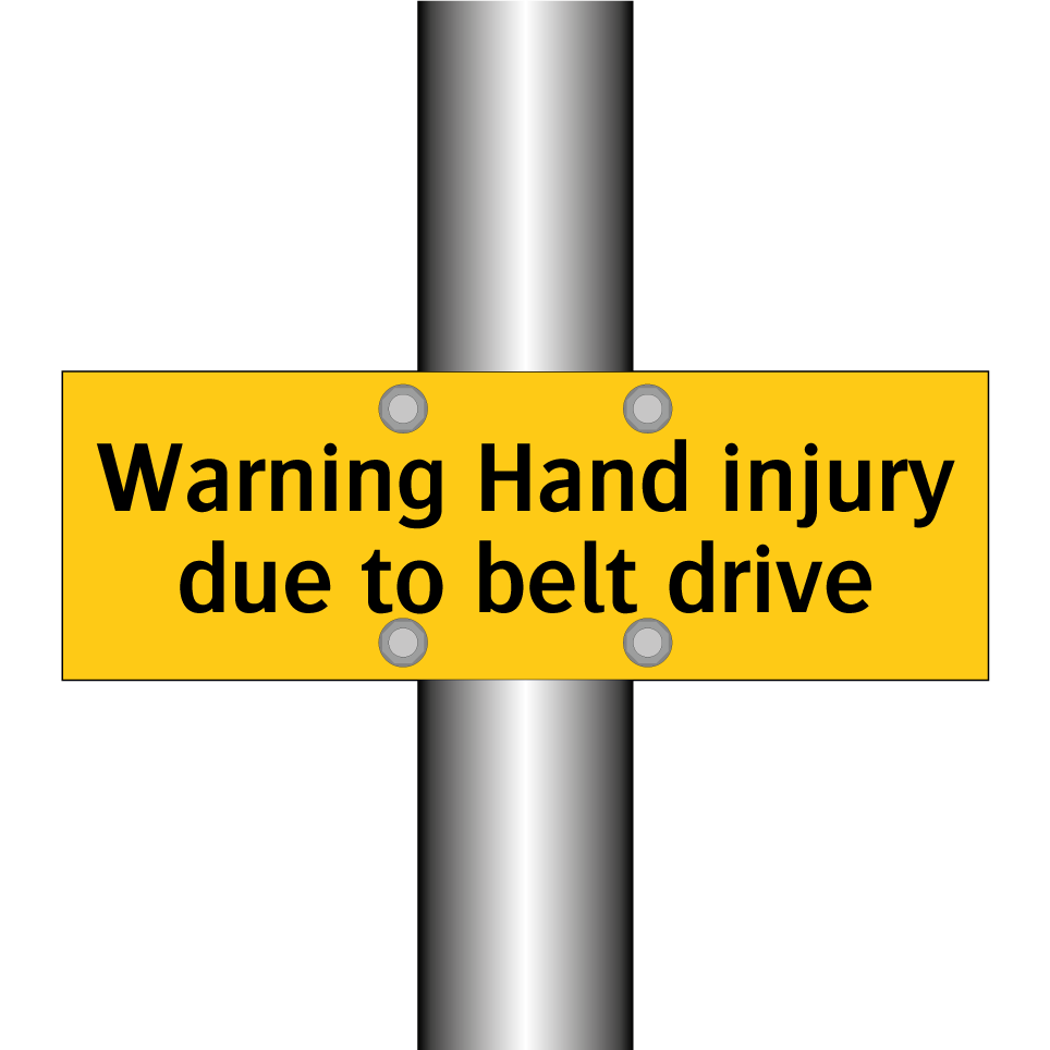 Warning Hand injury due to belt drive