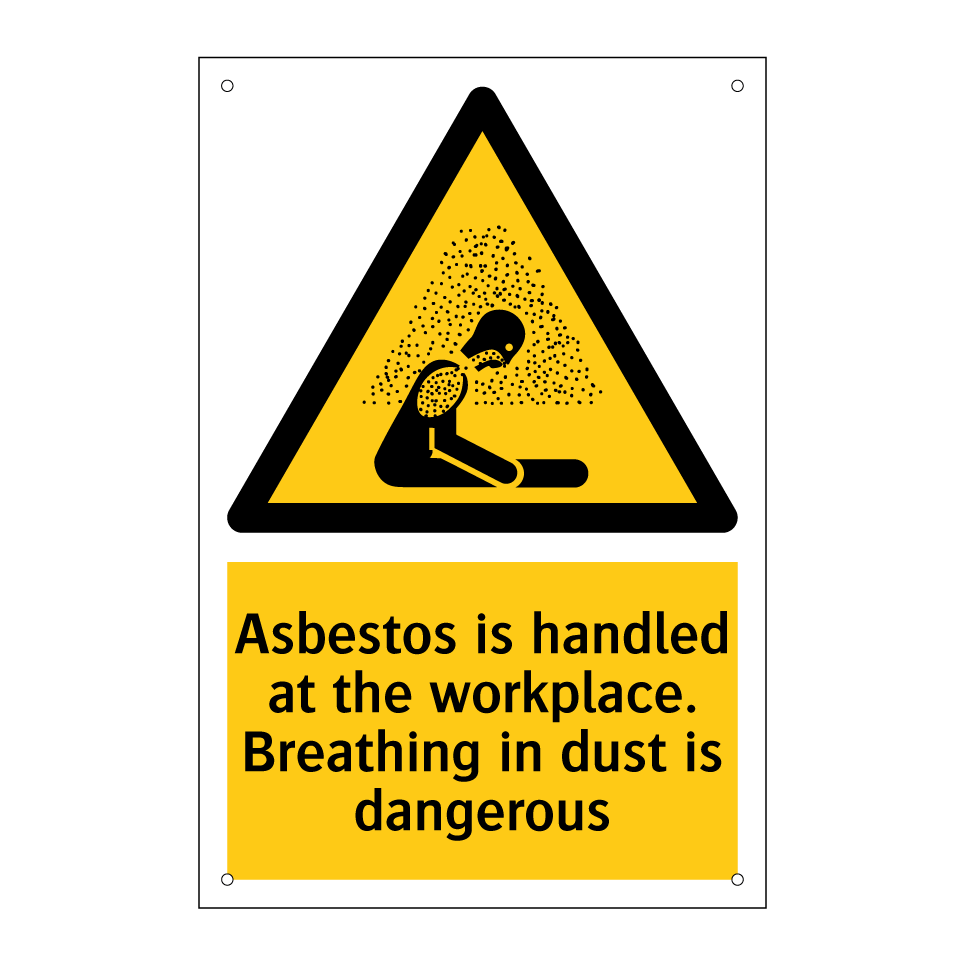 Asbestos is handled at the workplace. Breathing in dust is dangerous