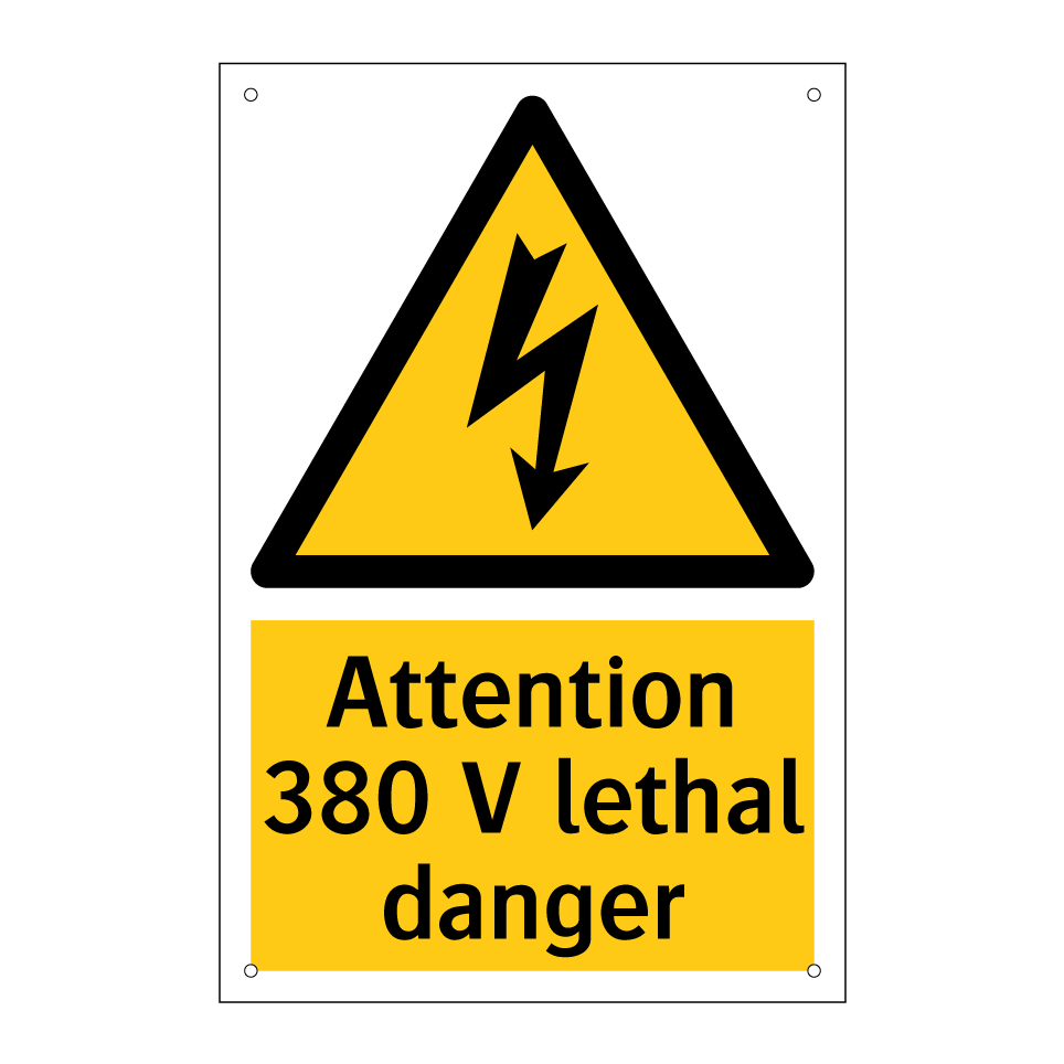 Attention 380 V lethal danger