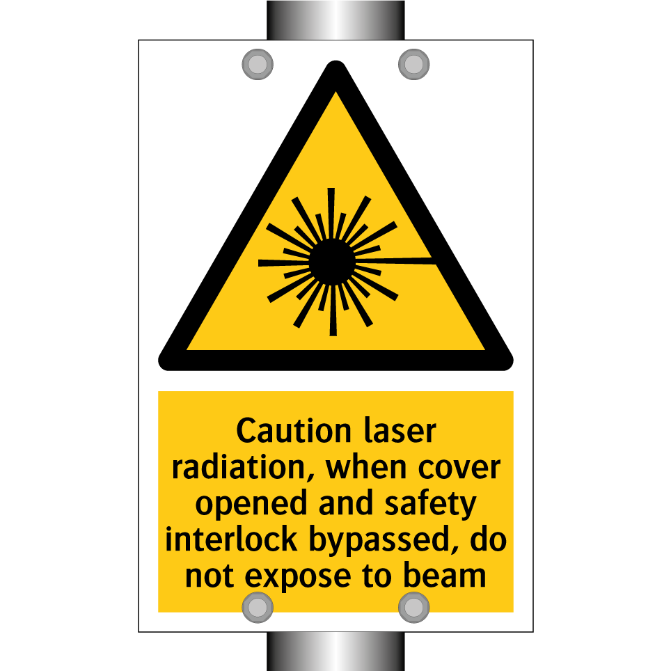 Caution laser radiation, when cover opened and safety interlock bypassed, do not expose to beam