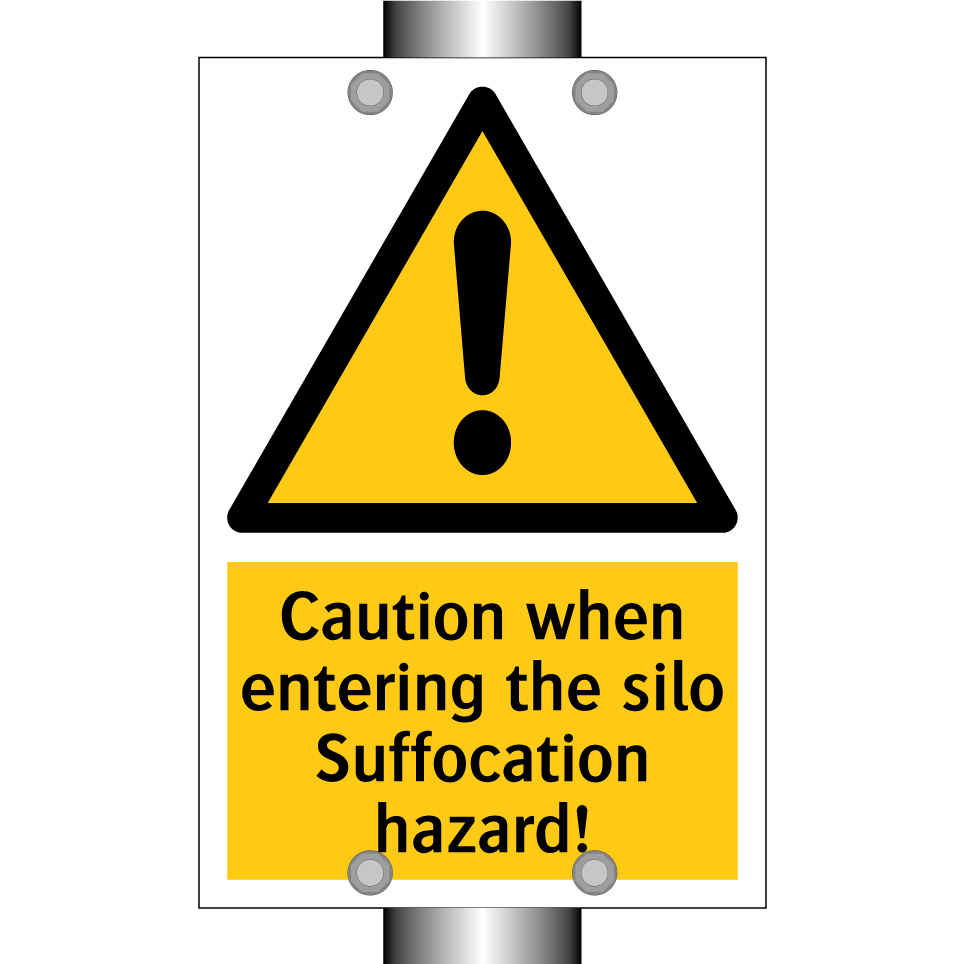 Caution when entering the silo Suffocation hazard!