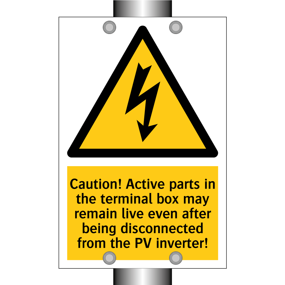 Caution! Active parts in the terminal box may remain live even after being disconnected from the PV inverter!