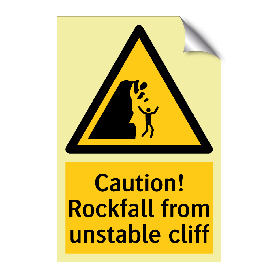 Caution! Rockfall from unstable cliff