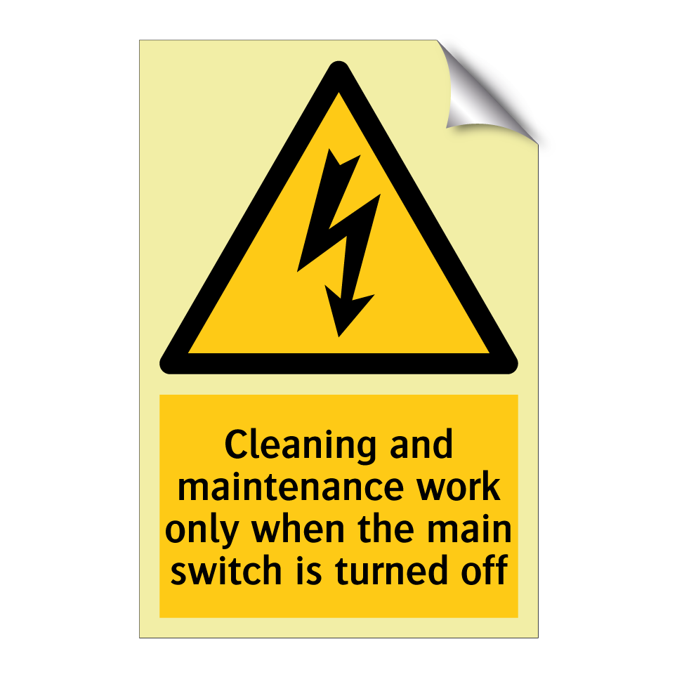 Cleaning and maintenance work only when the main switch is turned off