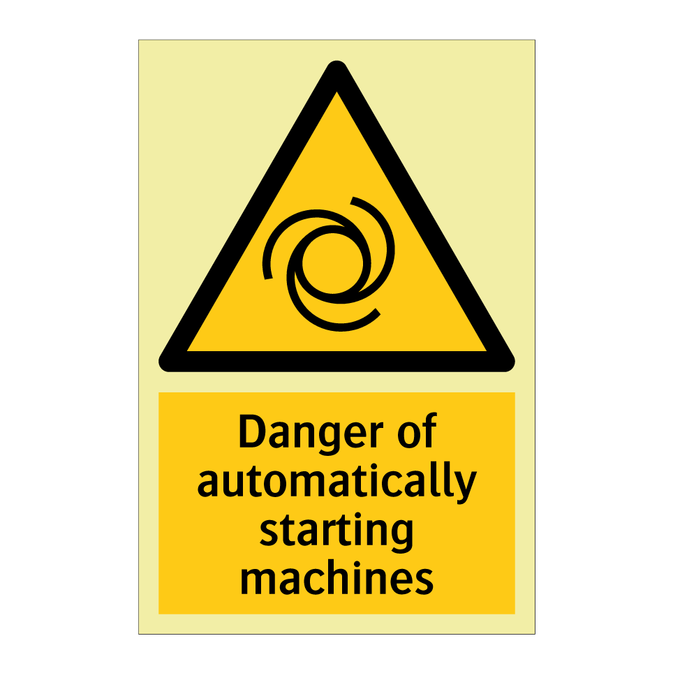 Danger of automatically starting machines