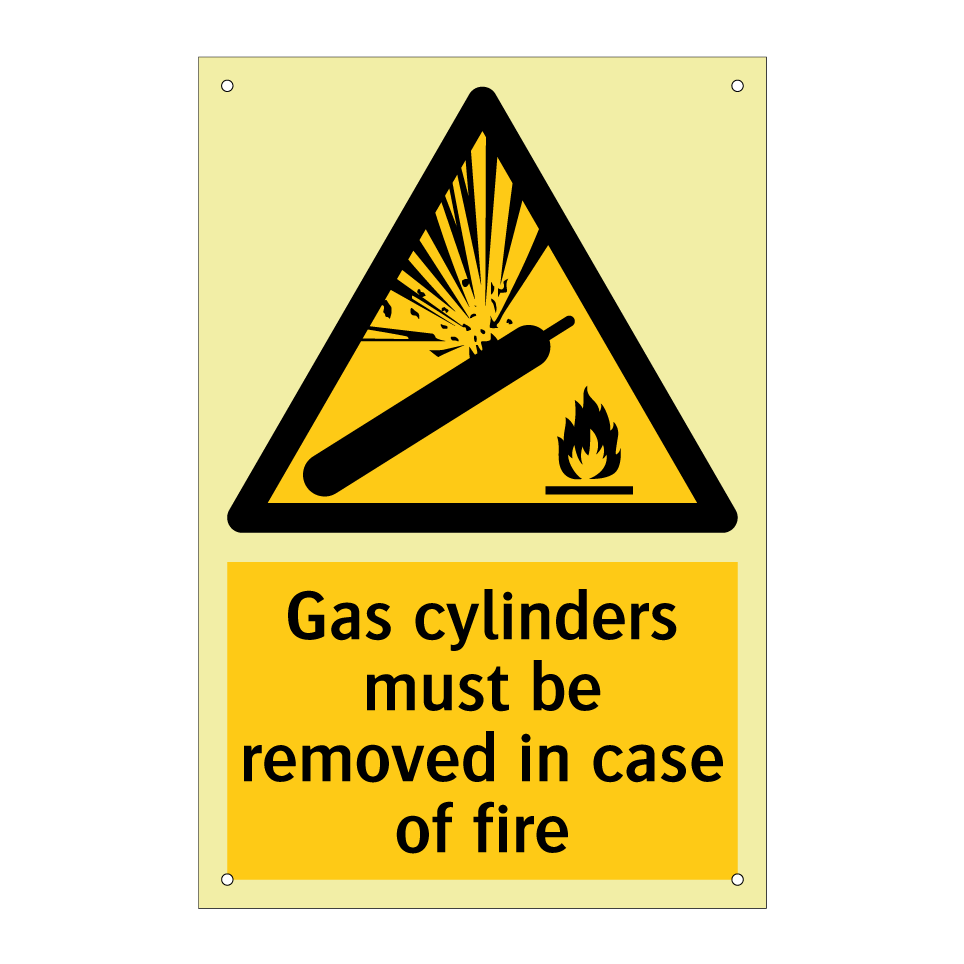 Gas cylinders must be removed in case of fire