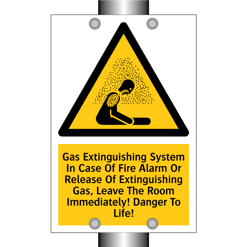 Gas Extinguishing System In Case Of Fire Alarm Or Release Of Extinguishing Gas, Leave The Room Immediately! Danger To Life!