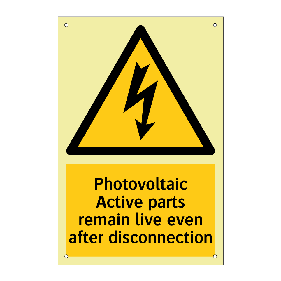 Photovoltaic Active parts remain live even after disconnection