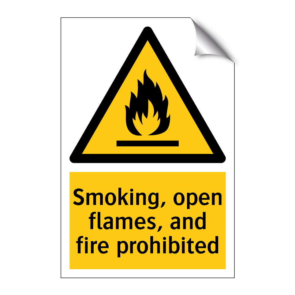 Smoking, open flames, and fire prohibited
