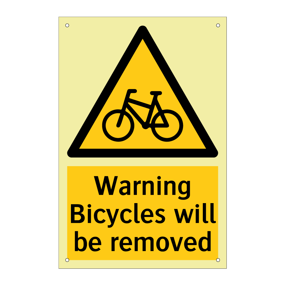 Warning Bicycles will be removed