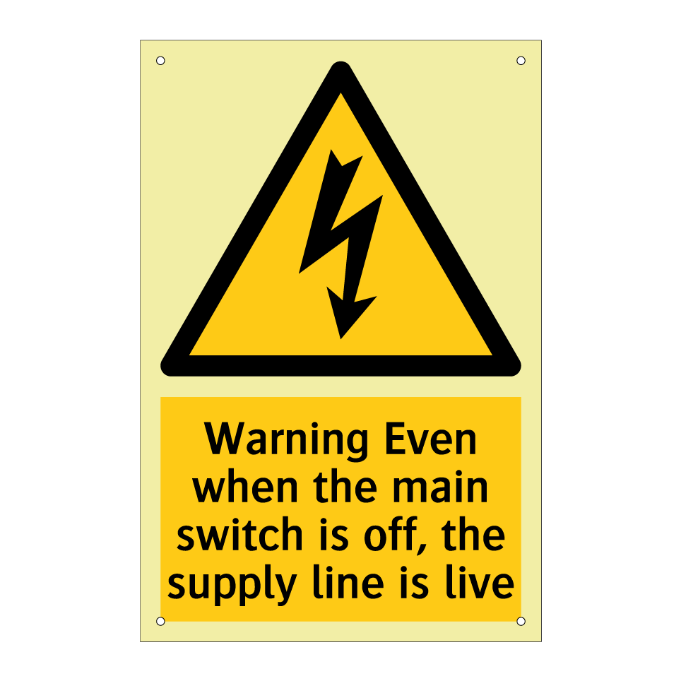 Warning Even when the main switch is off, the supply line is live