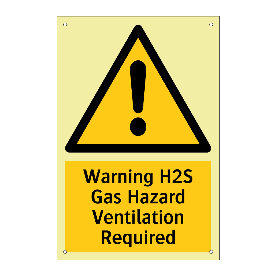 Warning H2S Gas Hazard Ventilation Required