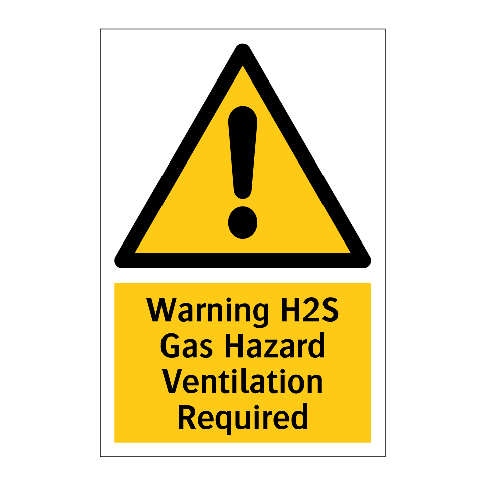 Warning H2S Gas Hazard Ventilation Required