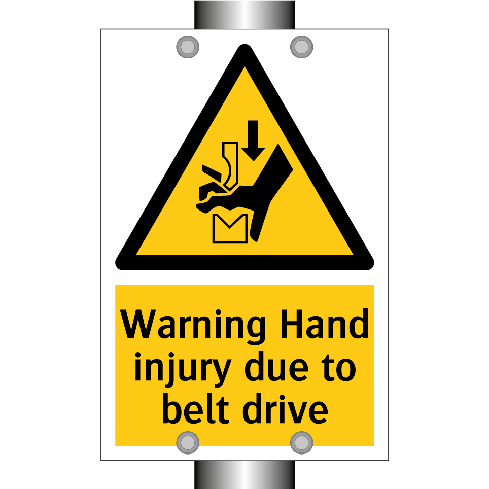 Warning Hand injury due to belt drive