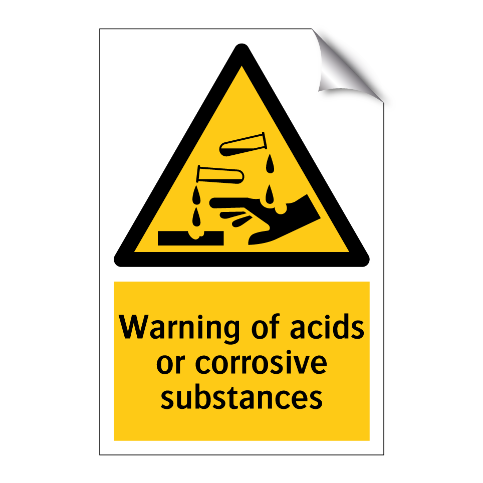 Warning of acids or corrosive substances