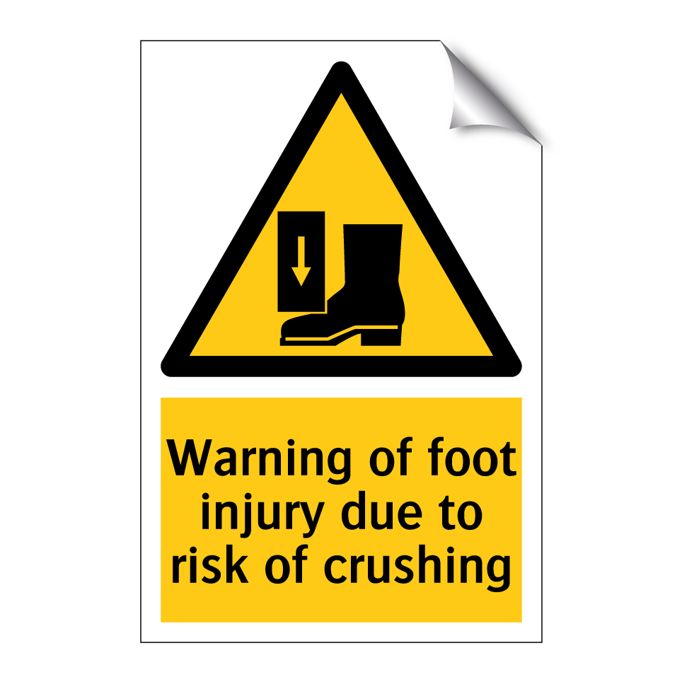 Warning of foot injury due to risk of crushing