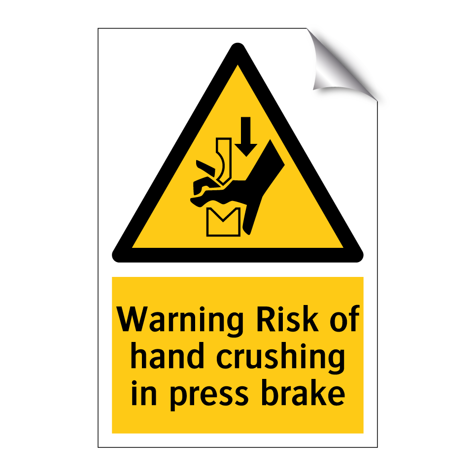 Warning Risk of hand crushing in press brake
