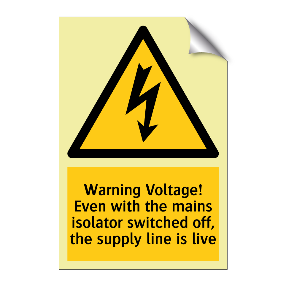 Warning Voltage! Even with the mains isolator switched off, the supply line is live